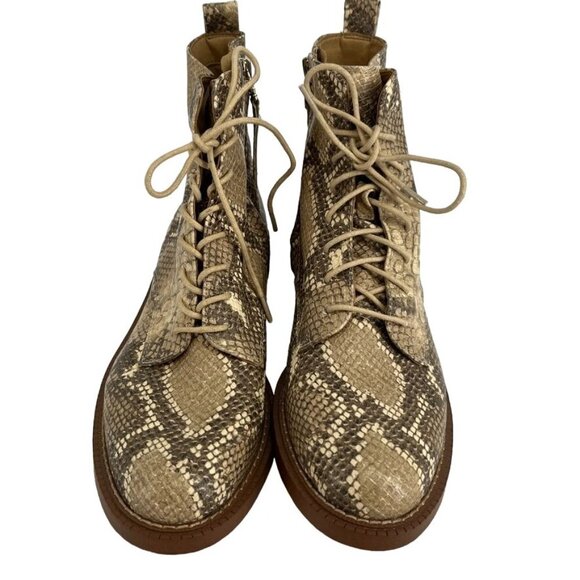 Sam Edelman Nina Snake Print Combat Boots Size 8 Bootie Ankle Zip Close - Picture 4 of 14